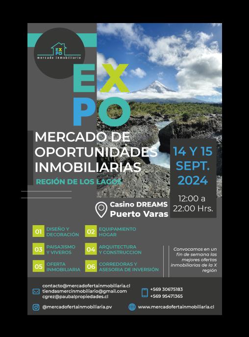 Flyer Expo Mercado de Oportunidades Inmobiliarias, Puerto Varas 2024